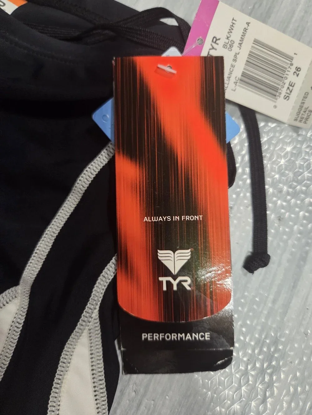 TYR Alliance Boy Men Splice Jammer Black/white Swim Suit Sz 26 NEW